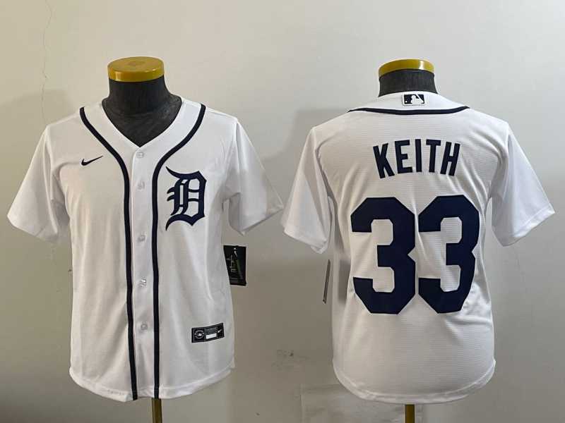 Youth Detroit Tigers #33 Colt Keith White Cool Base Stitched Jersey->mlb youth jerseys->MLB Jersey